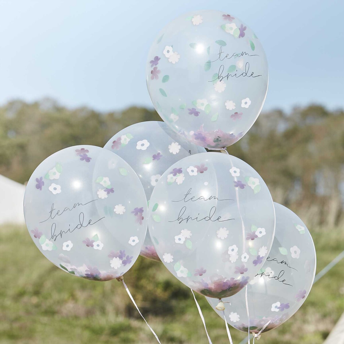 JGA Konfetti Ballons floral Team Bride 5 Stück