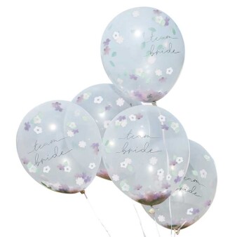 JGA Konfetti Ballons floral "Team Bride" 5 Stück