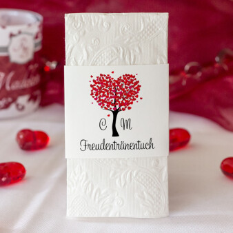 10x Freudentränen Taschentücher "Herzbaum" Rot personalisiert