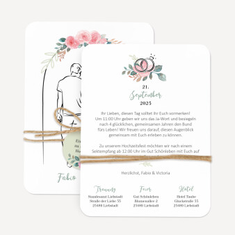 Einladungskarte Hochzeit "Blumen Paar"