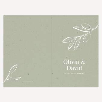 Hochzeitseinladung Klappkarte "Natural Olive"