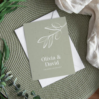 Hochzeitseinladung Klappkarte "Natural Olive"