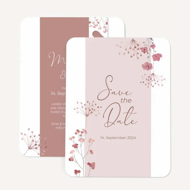 Save the Date Karte "Trockenblumen Blush"