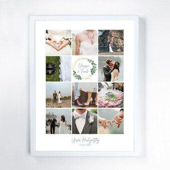 Fotocollage Hochzeit Eukalyptus Geometrie als Download oder Druck