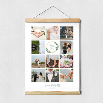 Fotocollage Hochzeit Eukalyptus Geometrie inkl. Posterleiste