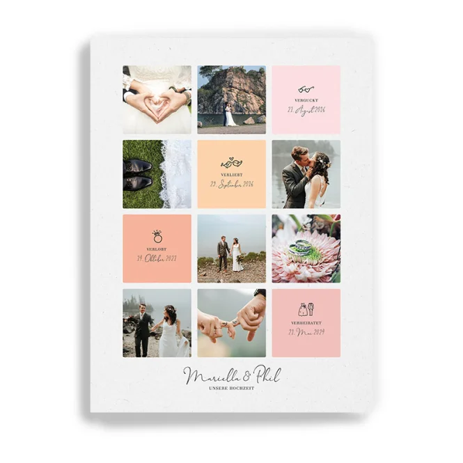 Fotocollage Hochzeit Pastell als Download oder Druck