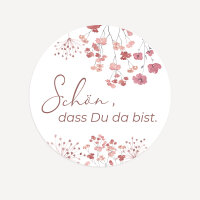 40 x Aufkleber "Trockenblumen Blush" 3 cm Schön, dass Du da bist!