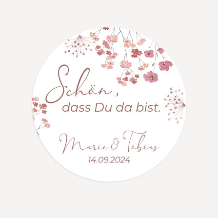 24 x Aufkleber "Trockenblumen Blush" 4 cm...