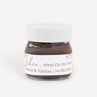 Gastgeschenk Mini Nutella Glas "Trockenblumen Blush"