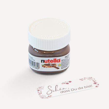 Gastgeschenk Mini Nutella Glas "Trockenblumen Blush" Schön, dass Du da bist!