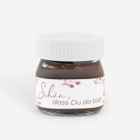 Gastgeschenk Mini Nutella Glas "Trockenblumen Blush" Schön, dass Du da bist!
