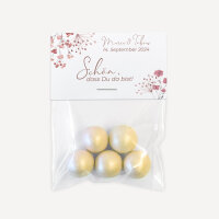 Gastgeschenk Tüte transparent mit Etikett "Trockenblumen Blush" online selbst gestalten