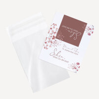 Gastgeschenk Tüte transparent mit Etikett "Trockenblumen Blush" online selbst gestalten
