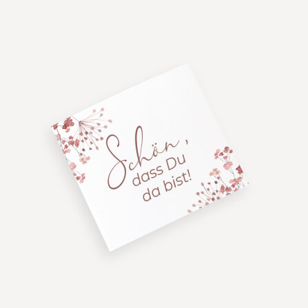 Banderole Mini Schokolade "Trockenblumen Blush" Schön, dass Du da bist!