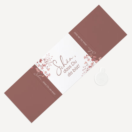 Banderole Mini Schokolade "Trockenblumen Blush" Schön, dass Du da bist!