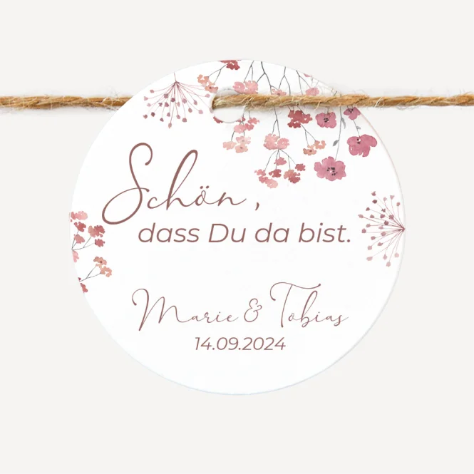 24 x Geschenkanhänger rund "Trockenblumen...