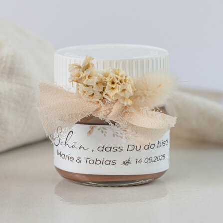 Gastgeschenk Mini Nutella Glas "Trockengras"...