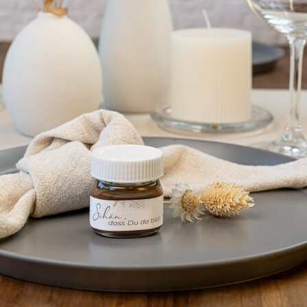 Gastgeschenk Mini Nutella Glas "Trockengras" Schön, dass Du da bist!