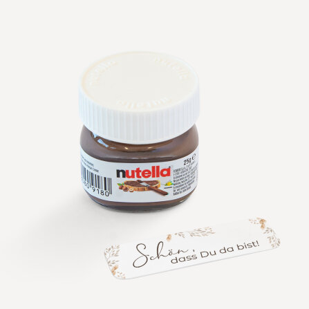Gastgeschenk Mini Nutella Glas "Trockengras" Schön, dass Du da bist!
