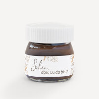 Gastgeschenk Mini Nutella Glas "Trockengras" Schön, dass Du da bist!