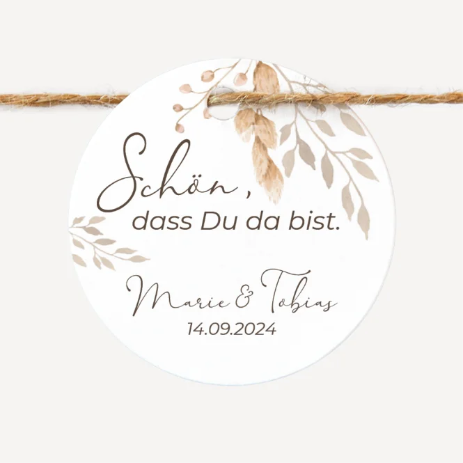 24 x Geschenkanhänger rund "Trockengras"