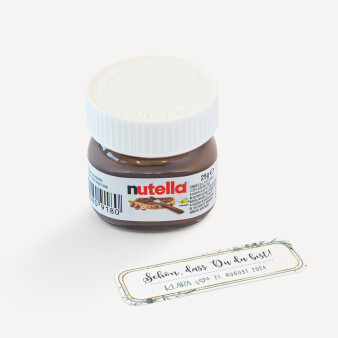 Gastgeschenk Mini Nutella Glas "Aquarell Eukalyptus Zweige"