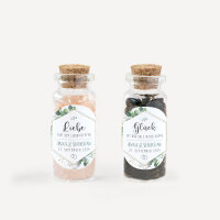 Gastgeschenk Mini Glasröhrchen mit Aufkleber Salz & Pfeffer "Aquarell Eukalyptus Zweige" 2er Set online selbst gestalten