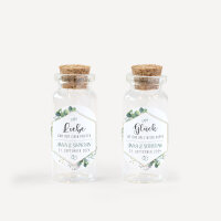 Gastgeschenk Mini Glasröhrchen mit Aufkleber Salz & Pfeffer "Aquarell Eukalyptus Zweige" 2er Set online selbst gestalten