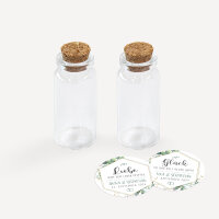Gastgeschenk Mini Glasröhrchen mit Aufkleber Salz & Pfeffer "Aquarell Eukalyptus Zweige" 2er Set online selbst gestalten