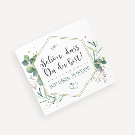 Banderole Mini Schokolade "Aquarell Eukalyptus Zweige" Schön, dass Du da bist!