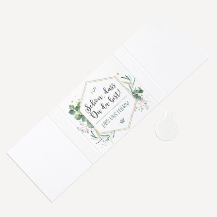 Banderole Mini Schokolade "Aquarell Eukalyptus Zweige" Schön, dass Du da bist!