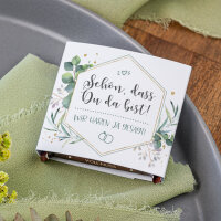 Banderole Mini Schokolade "Aquarell Eukalyptus Zweige" Schön, dass Du da bist!