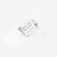 Banderole Mini Schokolade "Aquarell Eukalyptus Zweige" Schön, dass Du da bist!