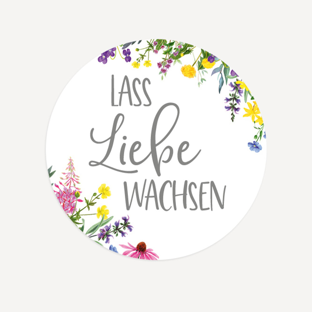 40 x Aufkleber "Wildblumen" 3 cm Lass Liebe wachsen