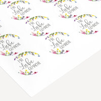 40 x Aufkleber "Wildblumen" 3 cm Mit Liebe gemacht