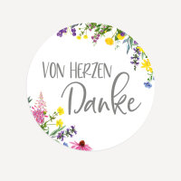 24 x Aufkleber "Wildblumen" 4 cm Von Herzen Danke