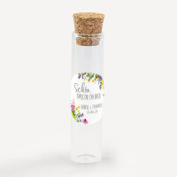 Gastgeschenk Glasröhrchen mit Korken und Aufkleber "Wildblumen" online selbst gestalten