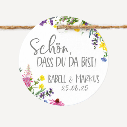 24 x Geschenkanhänger rund "Wildblumen"...