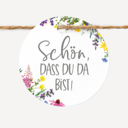 24 x Geschenkanhänger rund "Wildblumen"...