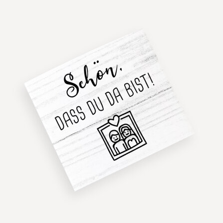 Banderole Mini Schokolade "Liebesgeschichte" Schön, dass Du da bist!
