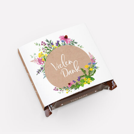 Banderole Mini Schokolade "Wildblumen" Vielen Dank