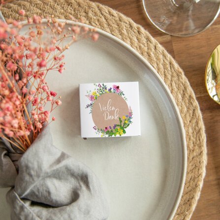 Banderole Mini Schokolade "Wildblumen" Vielen Dank