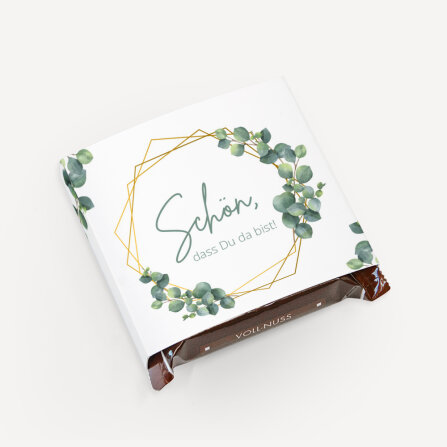 Gastgeschenk Banderole Mini Schokolade "Eukalyptus...