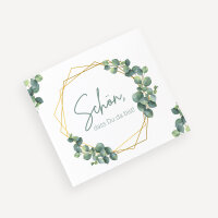 Gastgeschenk Banderole Mini Schokolade "Eukalyptus Geometrie" Schön, dass Du da bist!