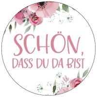 40 x Aufkleber Hochzeit "Bohemian Summer" 3 cm Schön, dass Du da bist!