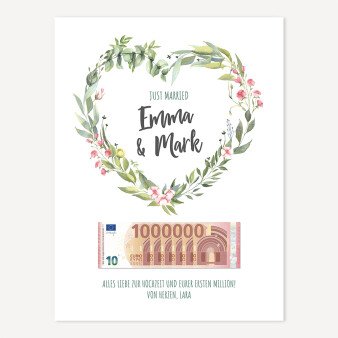 Hochzeitsgeschenk Eure Erste Million Kranz als Download...