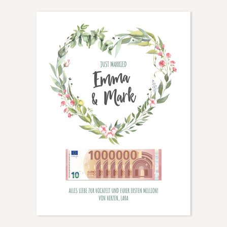 Hochzeitsgeschenk Eure Erste Million Kranz als PDF-Datei