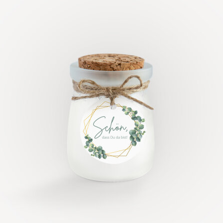 Gastgeschenk Duftkerze Vanille mit Korkdeckel +...