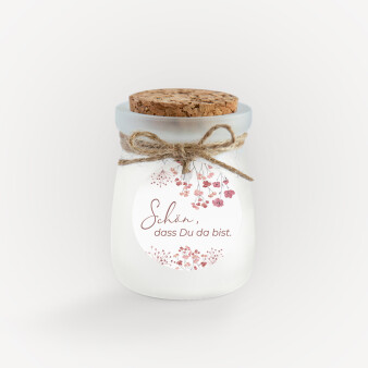 Duftkerze Vanille mit Korkdeckel + Anhänger "Trockenblumen Blush"