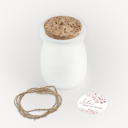 Duftkerze Vanille mit Korkdeckel + Anhänger "Trockenblumen Blush" Schön, dass Du da bist!